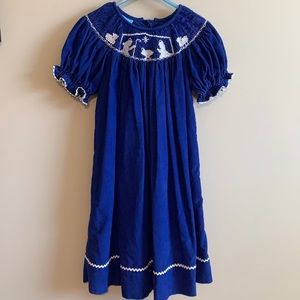 Christmas Blue nativity smocked dress